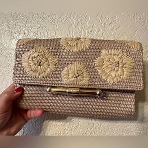 Ted Baker Beige Floral Woven Clutch